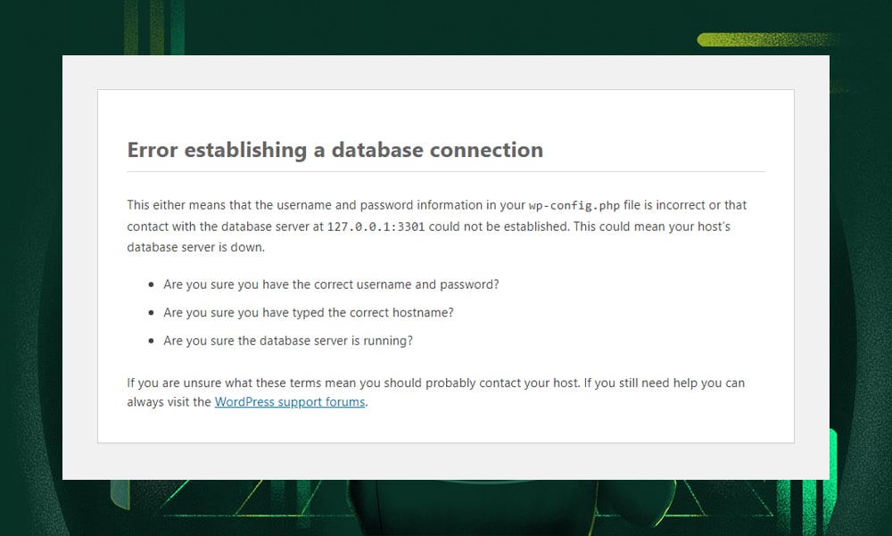 WordPress database error