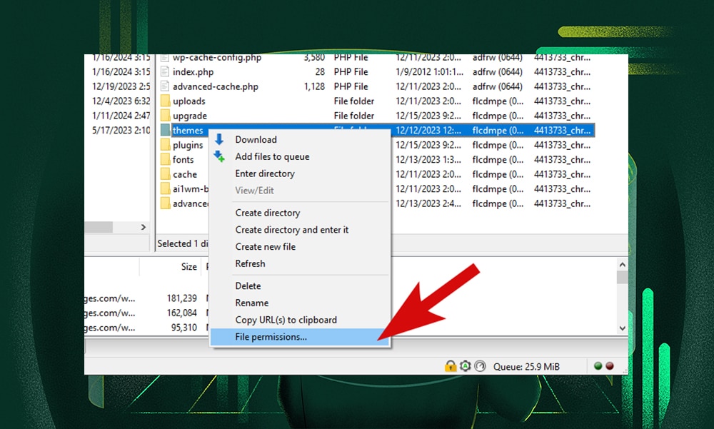 FileZilla file permission