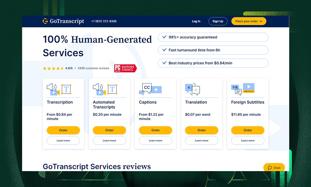 GoTranscript transcription services