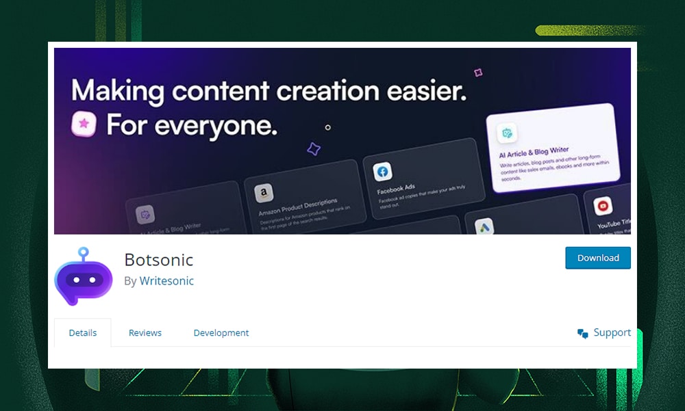 Botsonic WordPress plugin