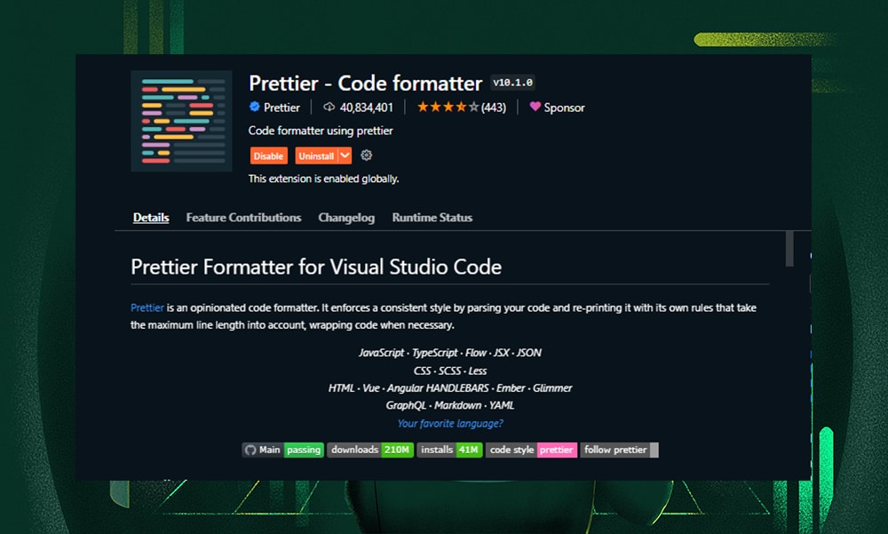 Prettier VScode extension