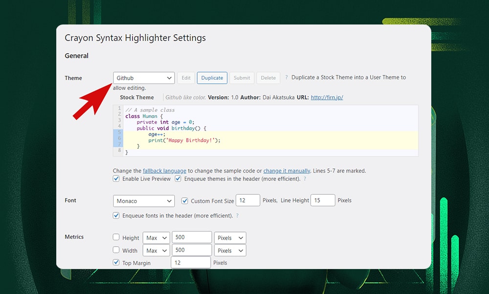 Urvanov Syntax Highlighter settings