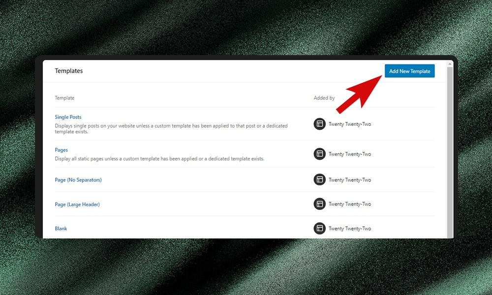 add new template in WordPress