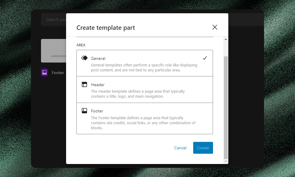 WordPress template parts