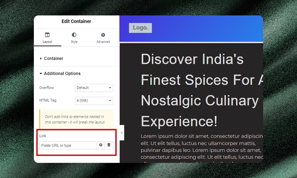 make Elementor container clickable