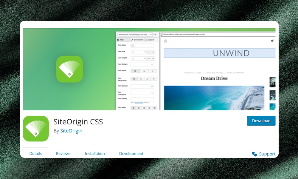 SiteOrigin CSS plugin