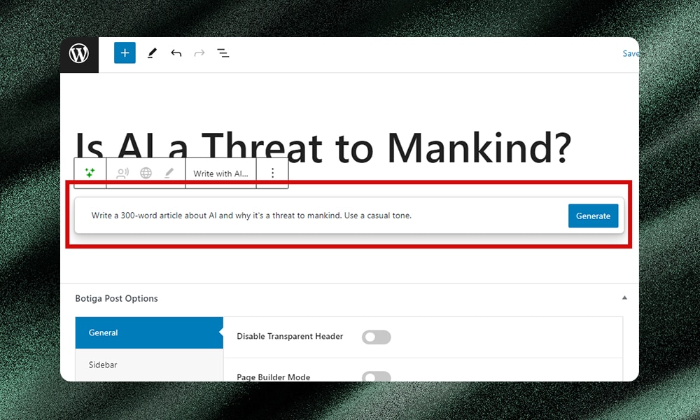 Jetpack AI prompt block