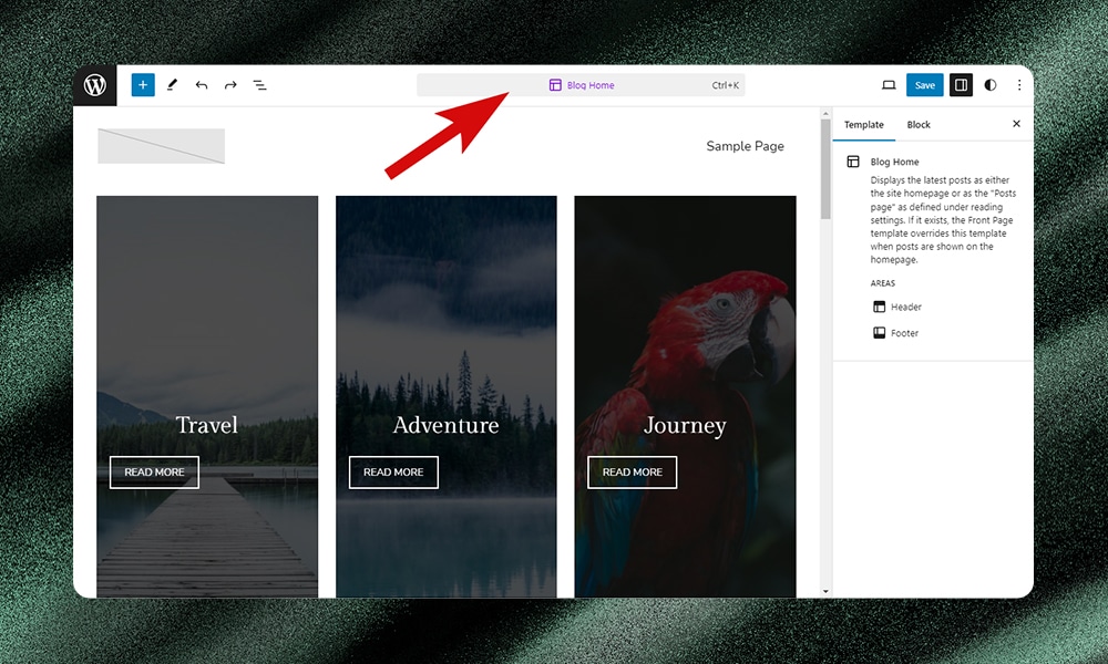 full-site editing current page