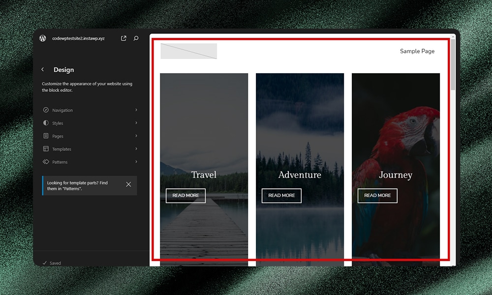 full-site editing main screen