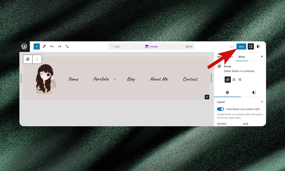 WordPress editor save template