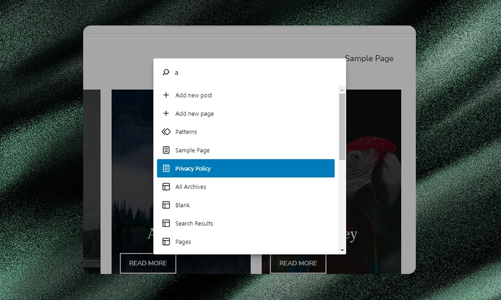WordPress editor search command