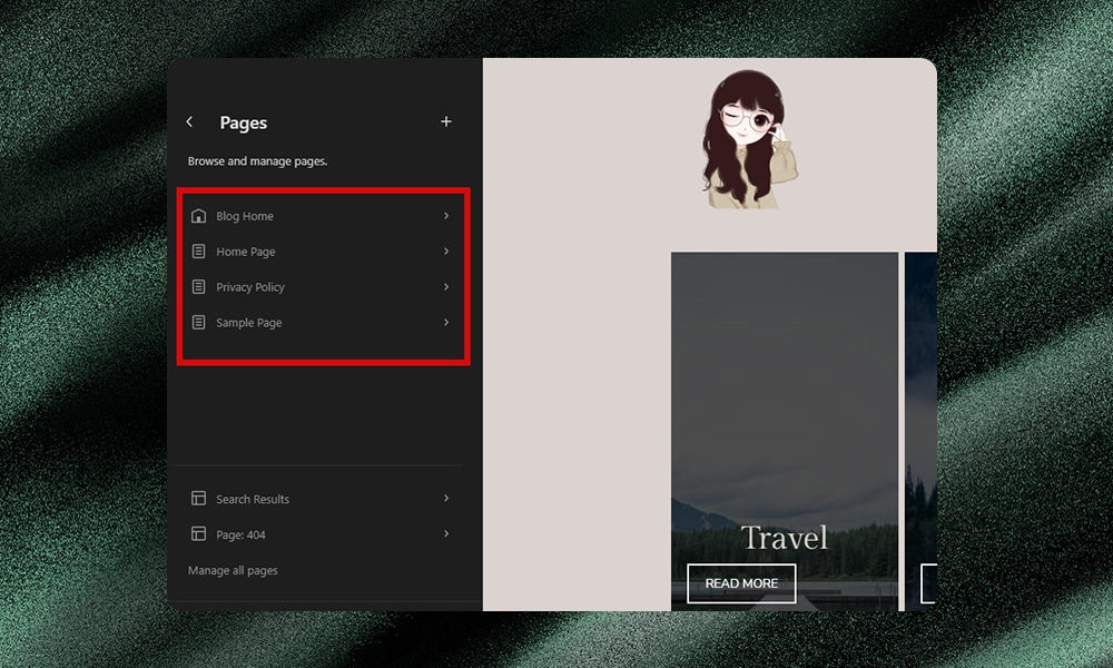 WordPress editor pages