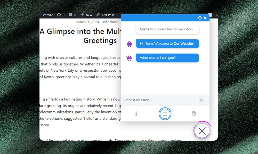 AI ChatBot on WordPress website