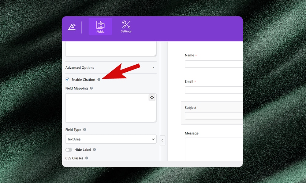 enable chatbot in Everest Forms